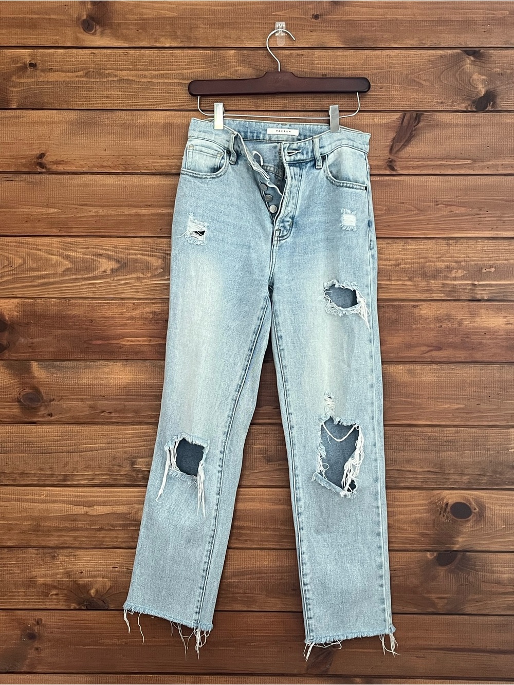 PacSun Light Wash High-Rise Straight Distressed Jeans Size 24